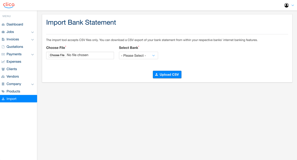 import bank statement